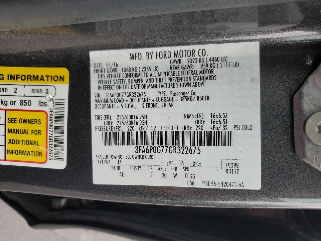 2016 FORD FUSION