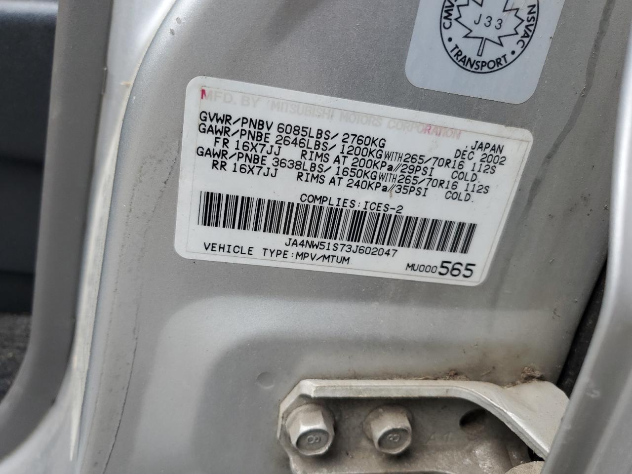 2003 MITSUBISHI Montero