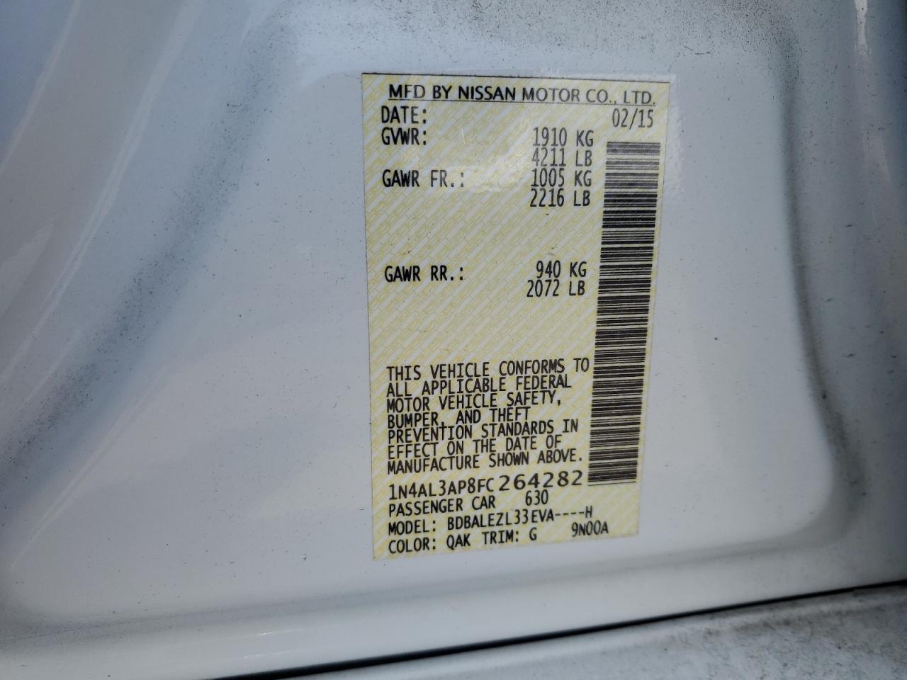 2015 NISSAN ALTIMA
