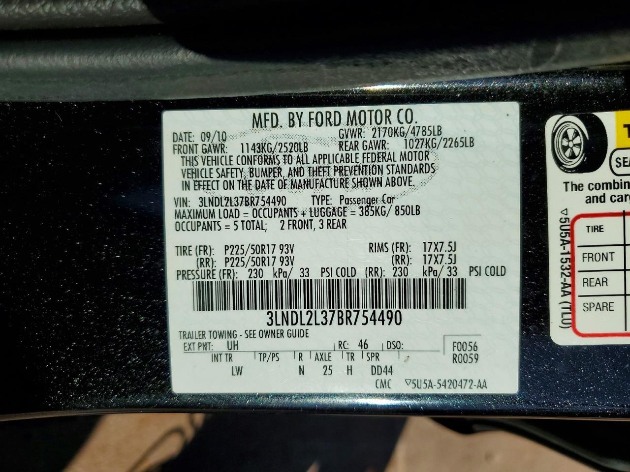 2011 LINCOLN MKZ