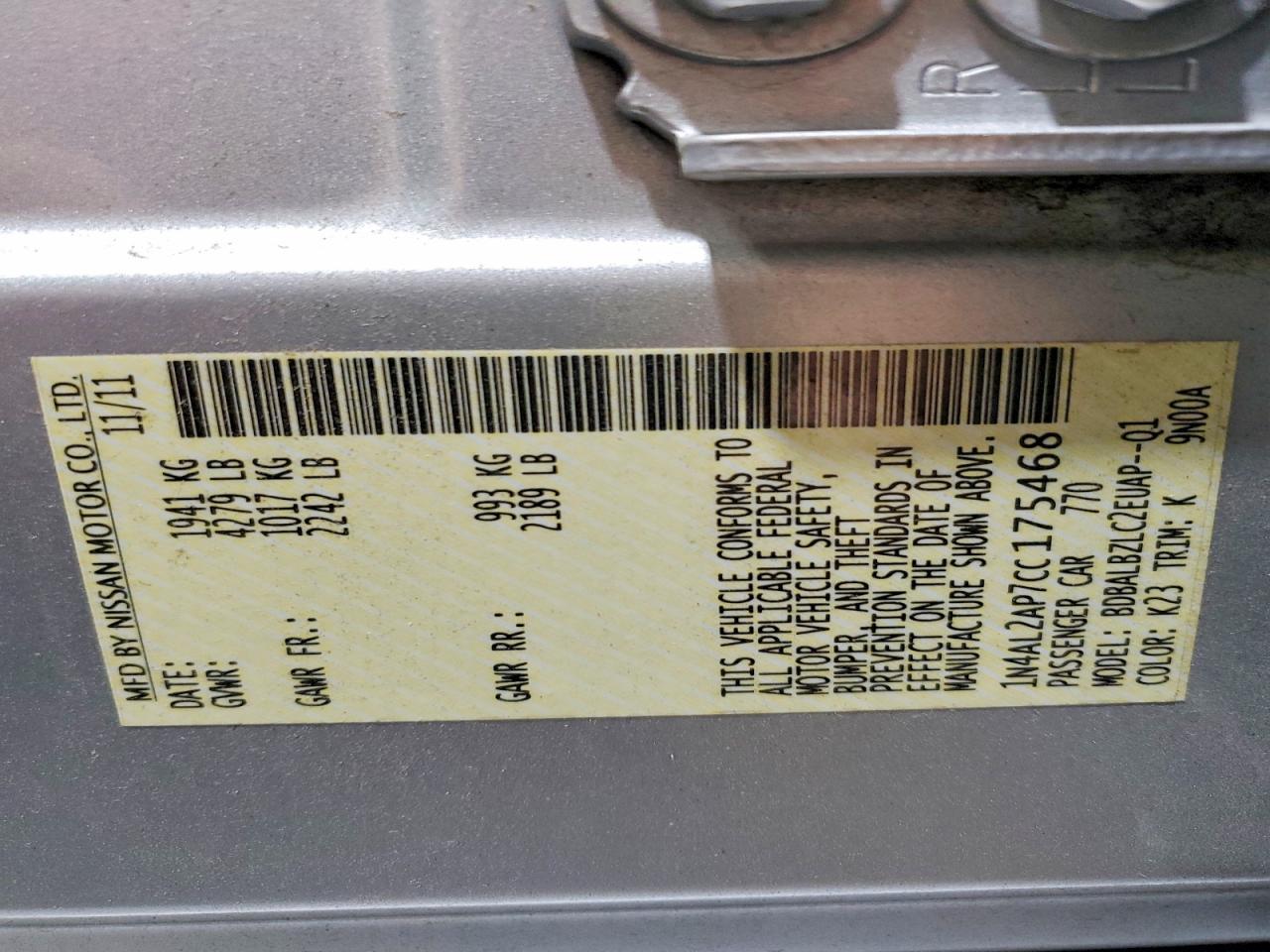 2012 NISSAN ALTIMA