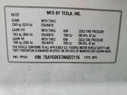 2022 TESLA MODEL Y