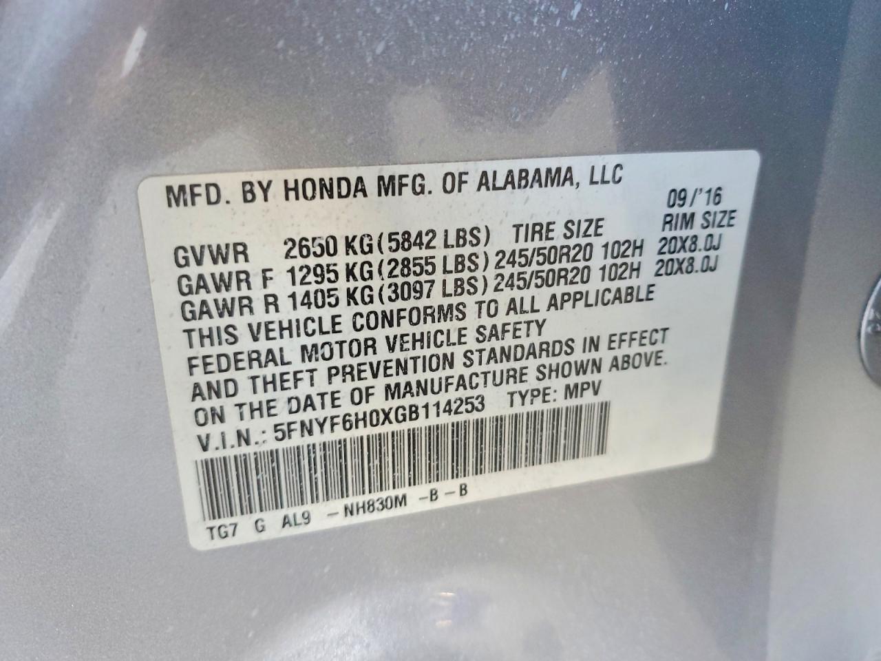 2016 HONDA PILOT