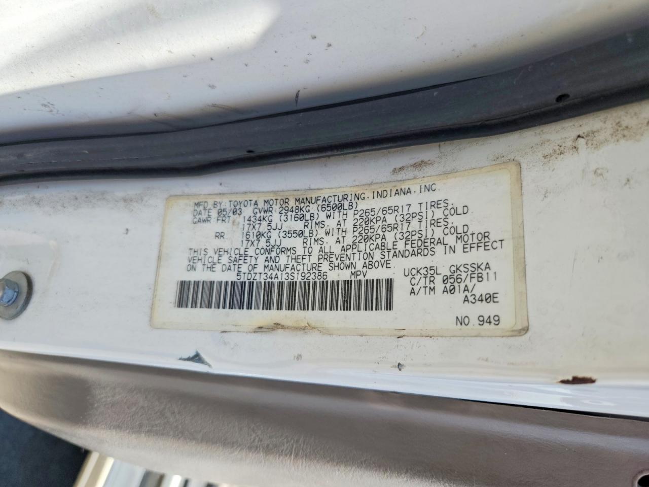2003 TOYOTA Sequoia