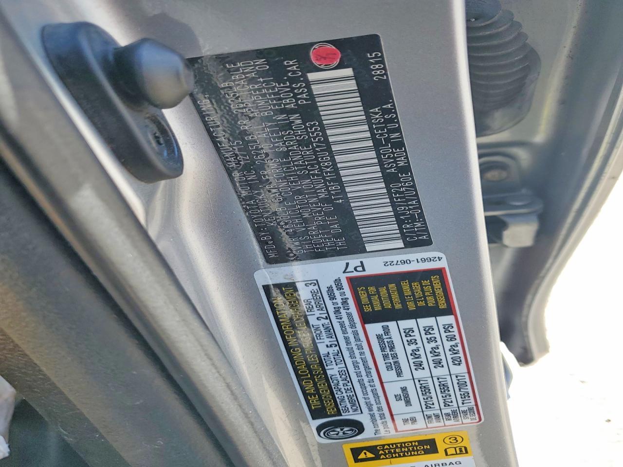 2016 TOYOTA CAMRY