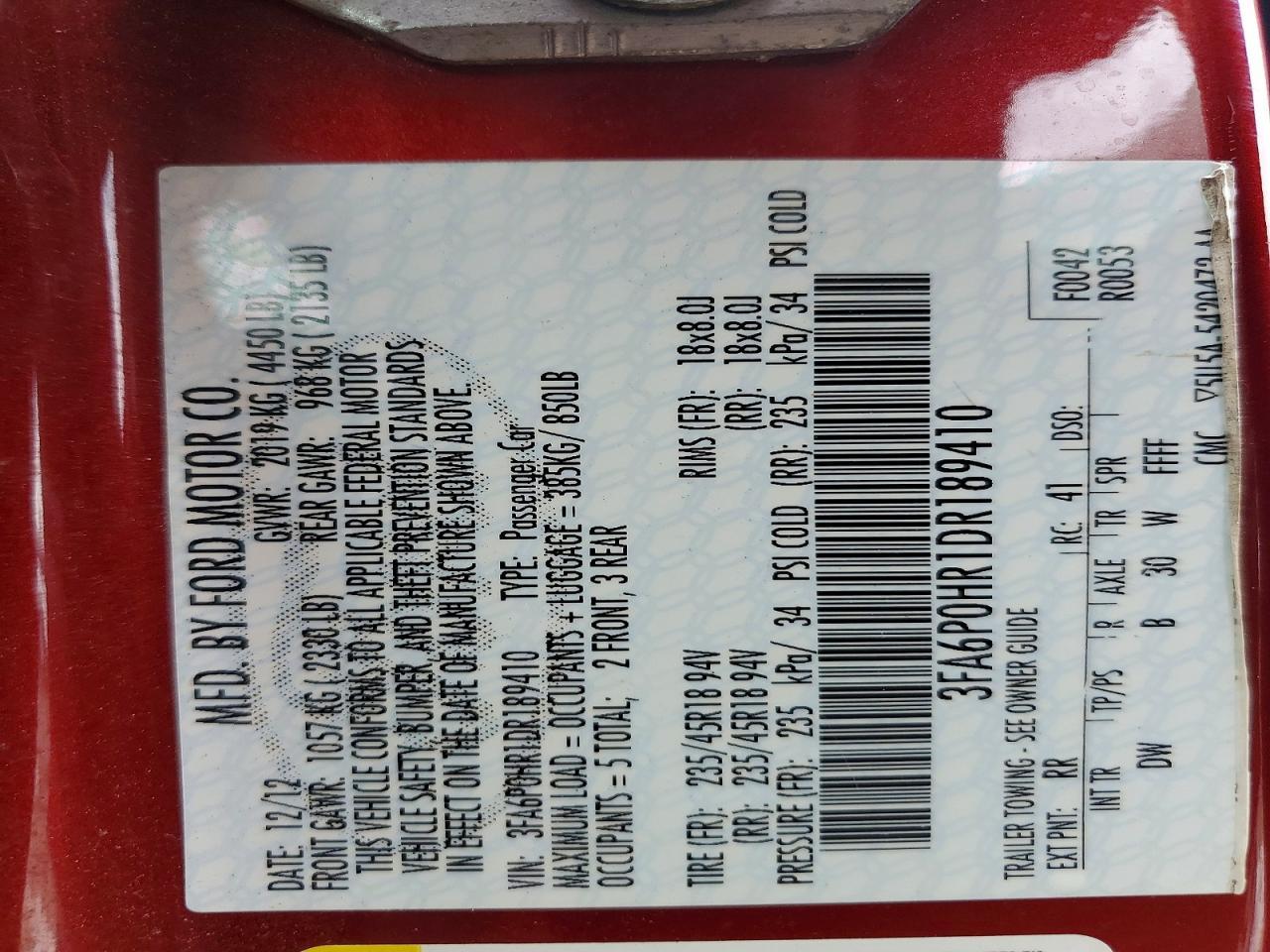 2013 FORD FUSION