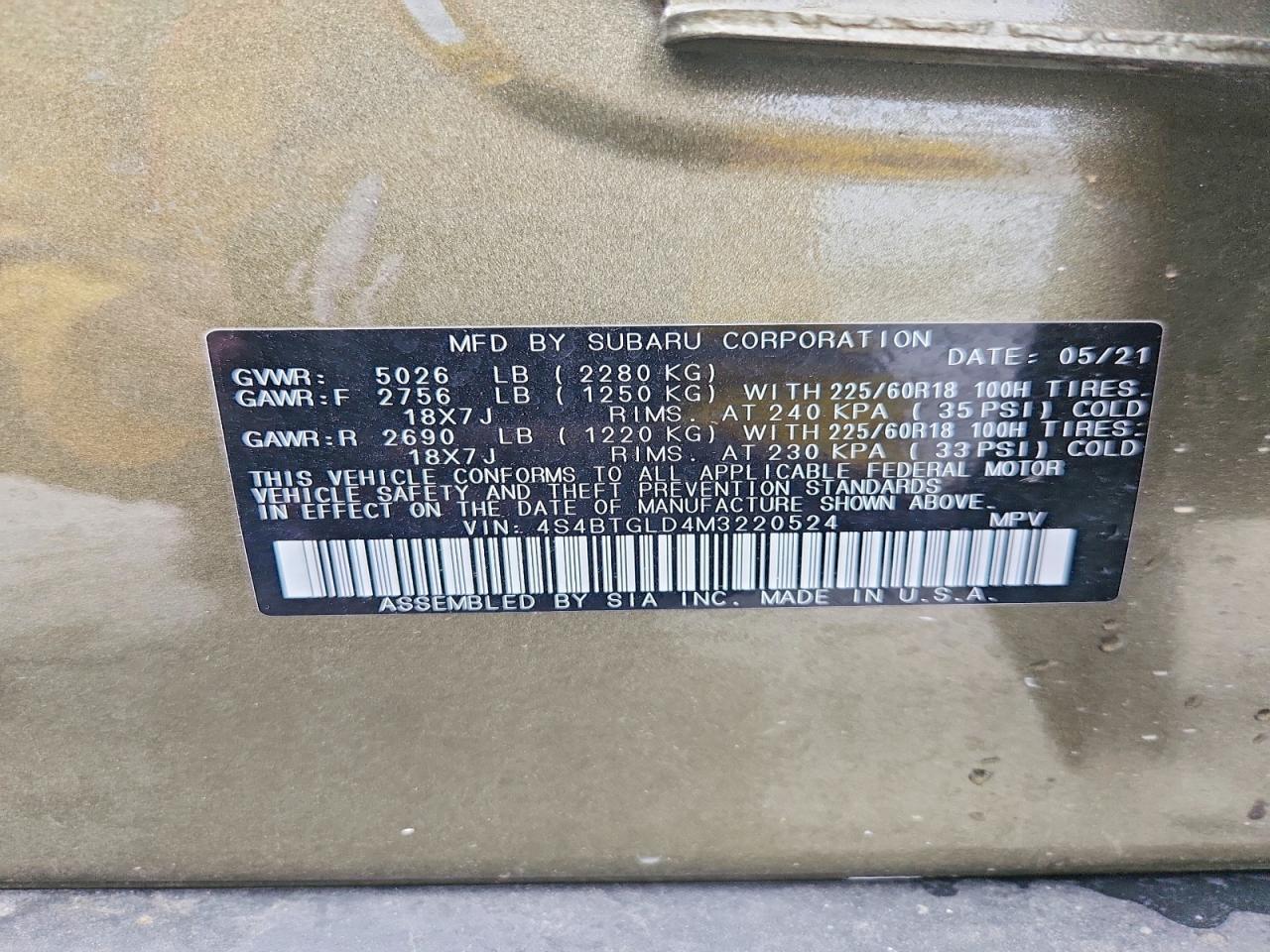 2021 SUBARU Outback