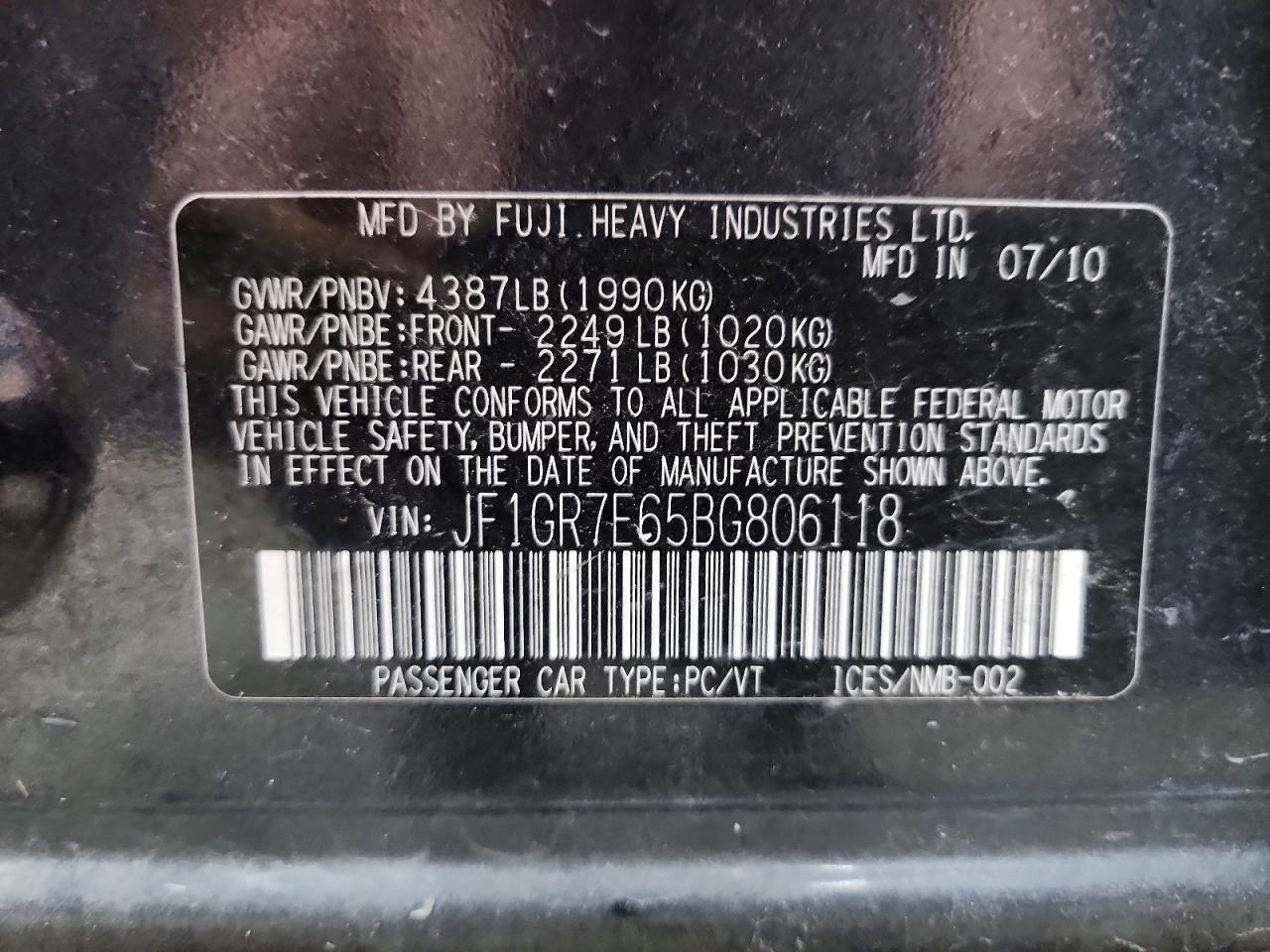 2011 SUBARU IMPREZA