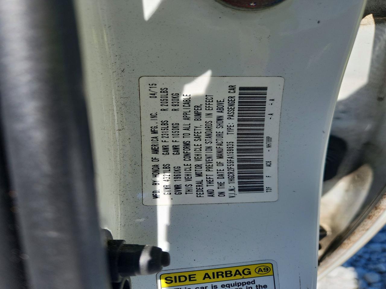 2015 HONDA ACCORD