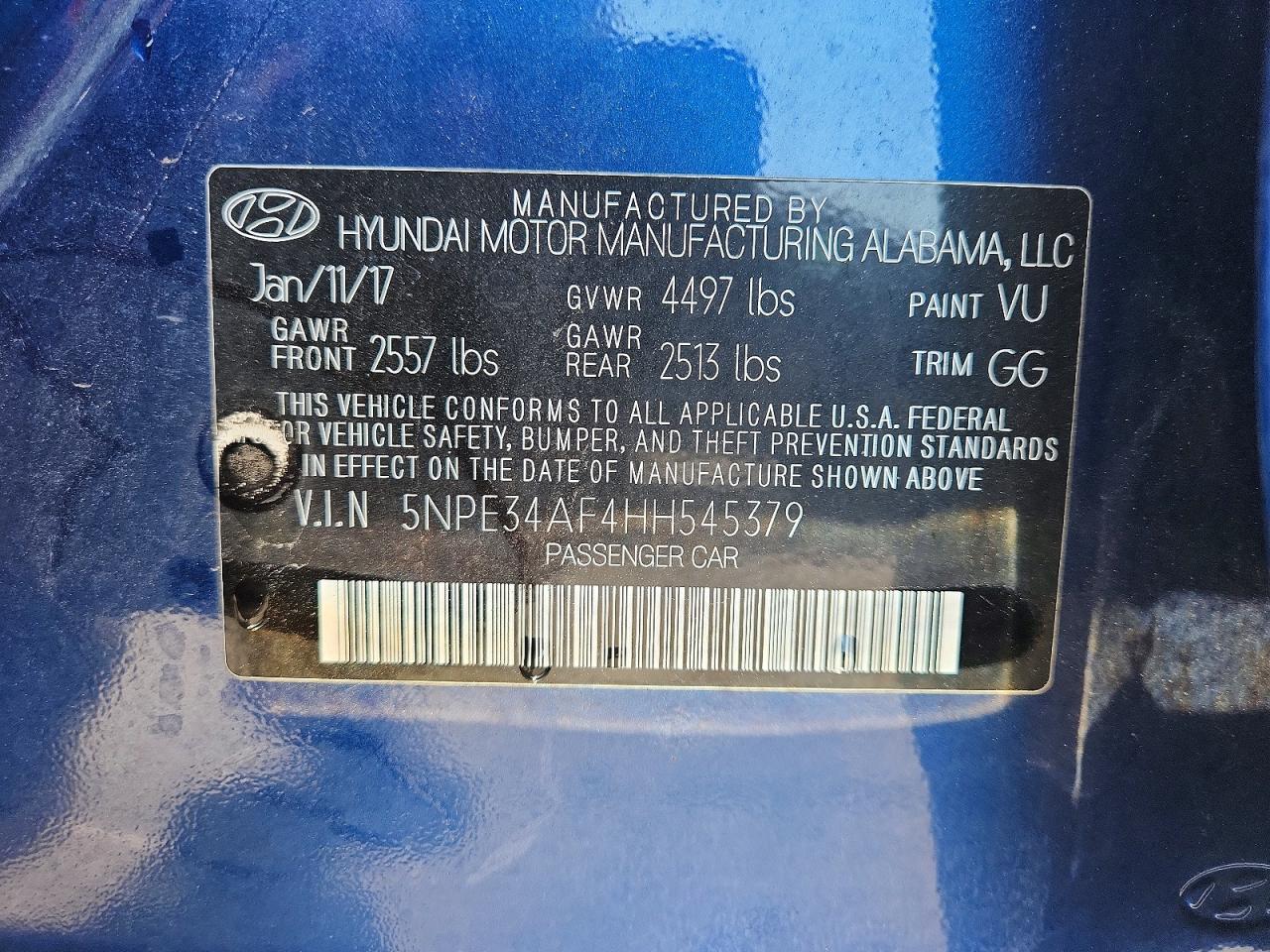 2017 HYUNDAI SONATA