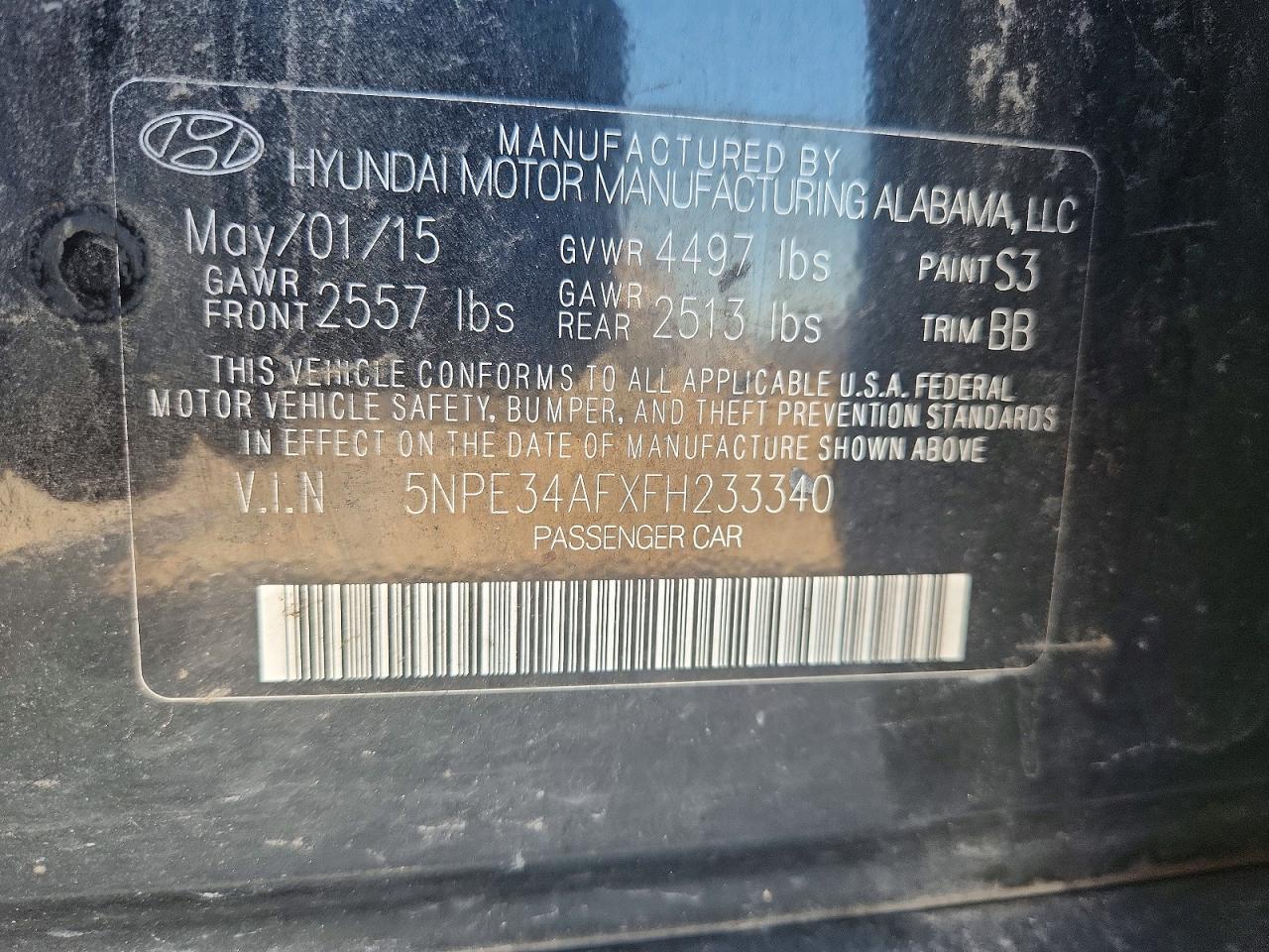 2015 HYUNDAI SONATA