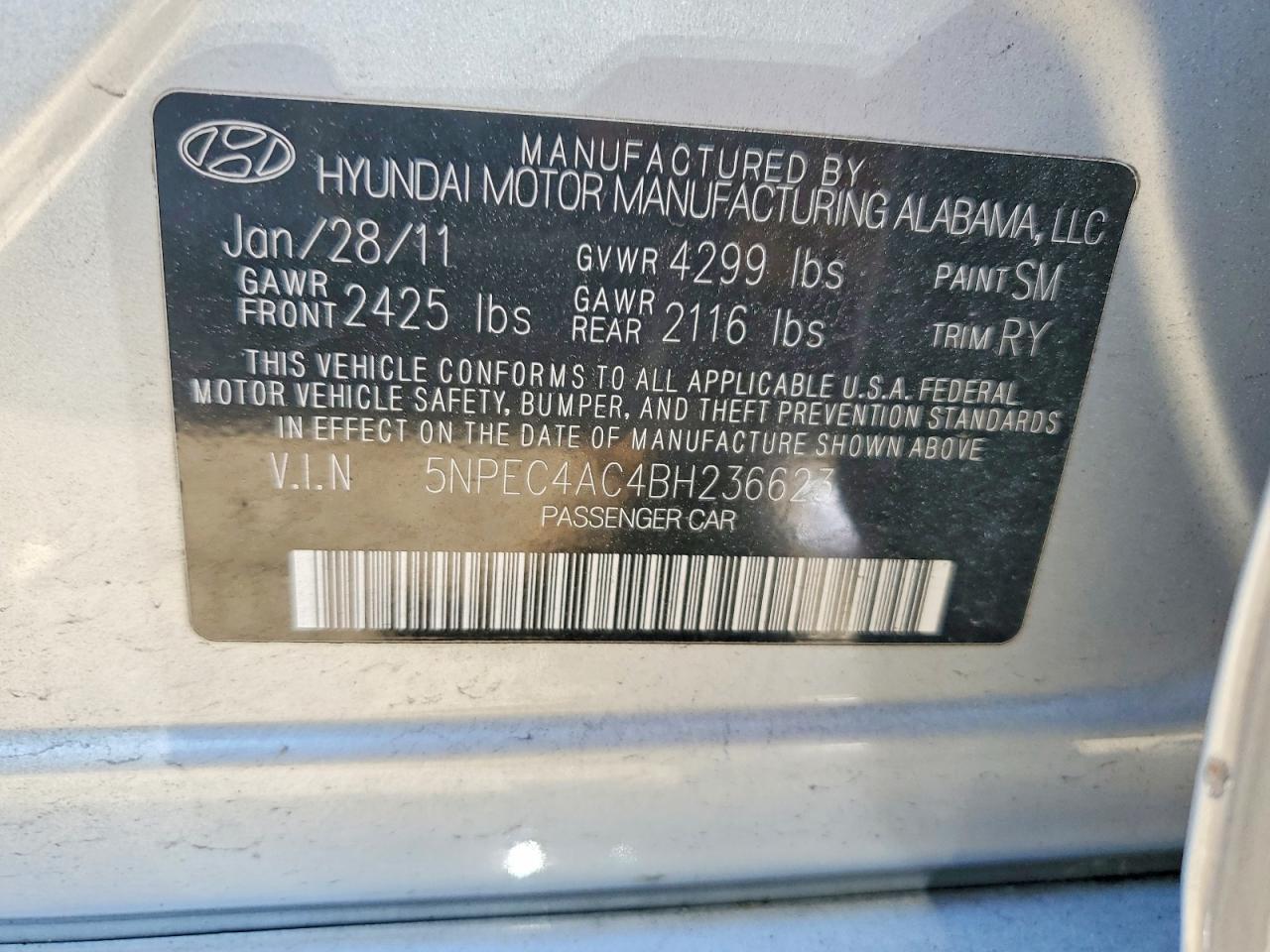 2011 HYUNDAI SONATA