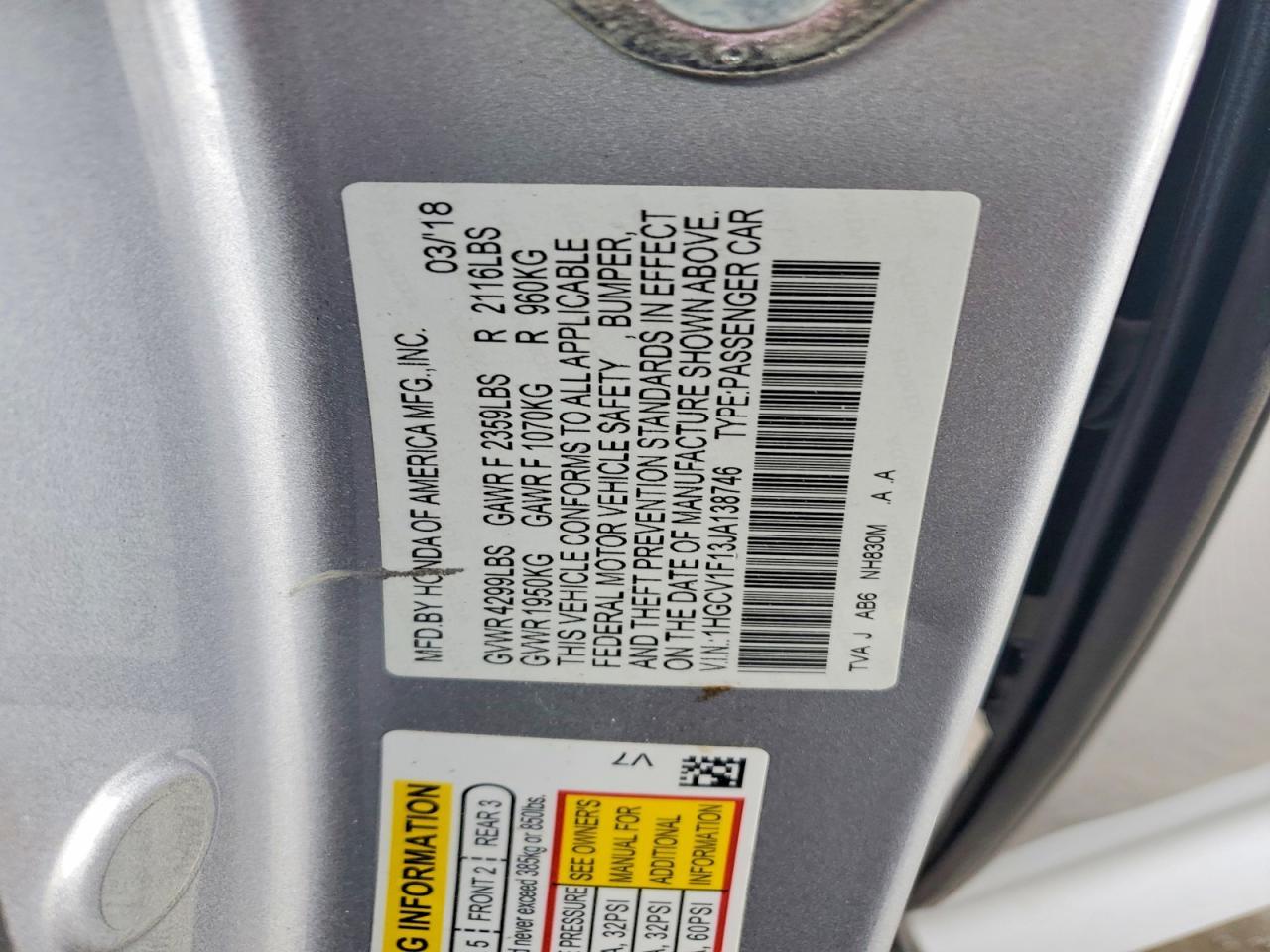 2018 HONDA ACCORD