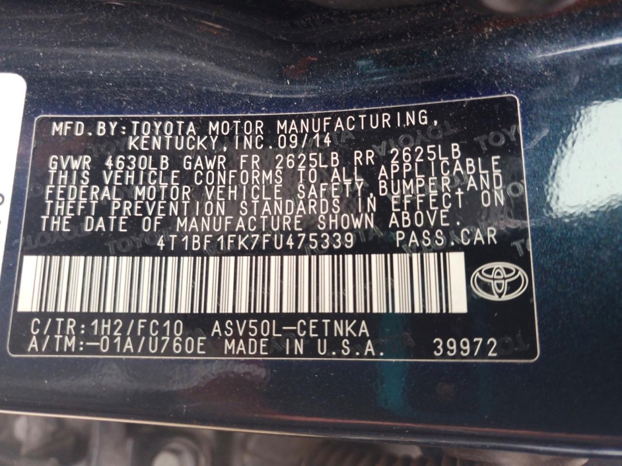 2015 TOYOTA CAMRY