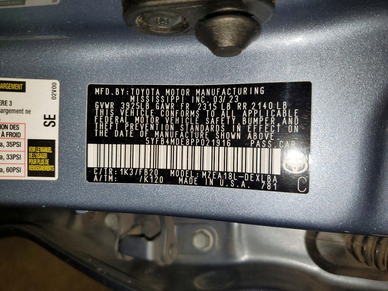 2023 TOYOTA COROLLA