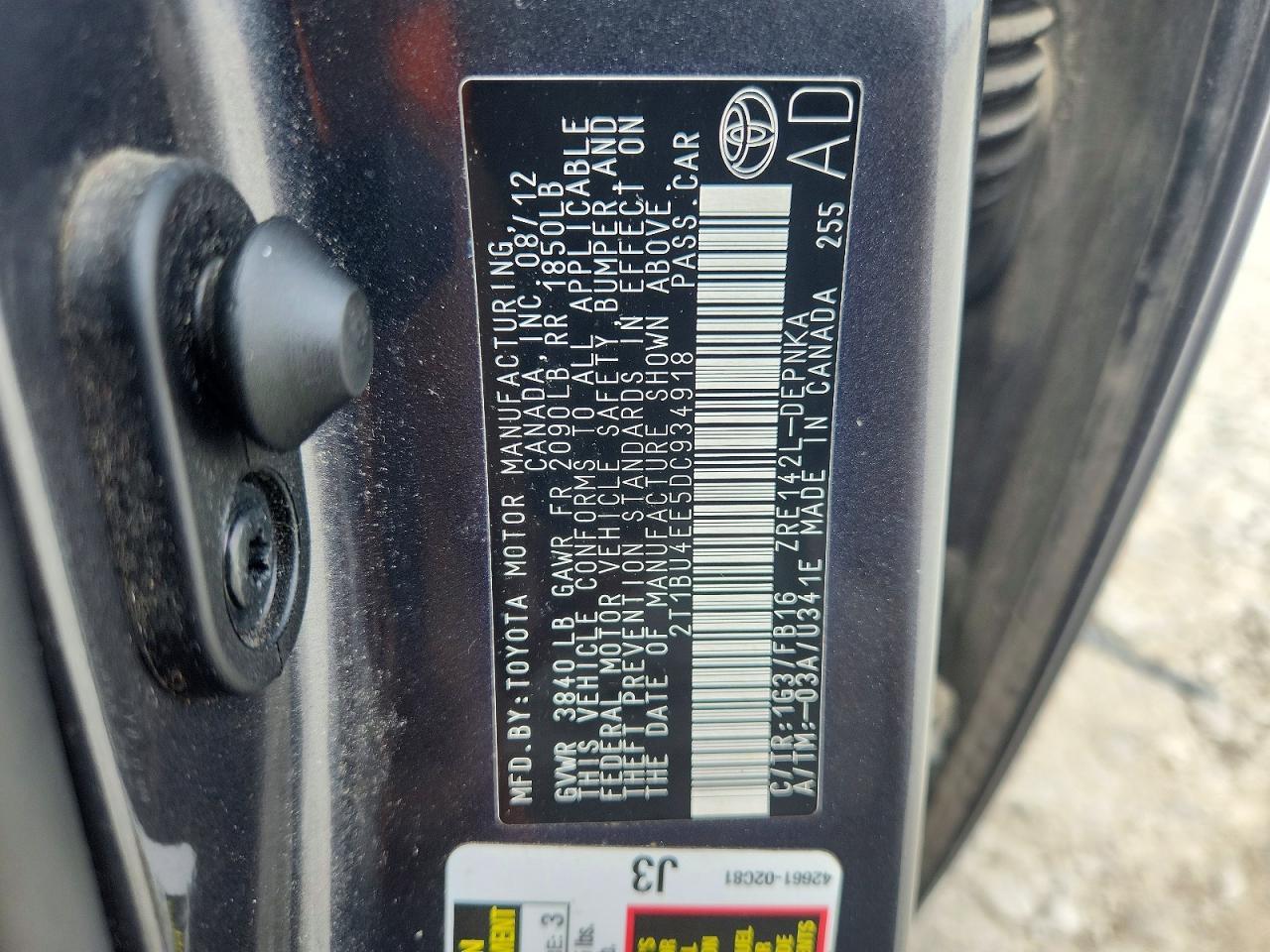 2013 TOYOTA COROLLA