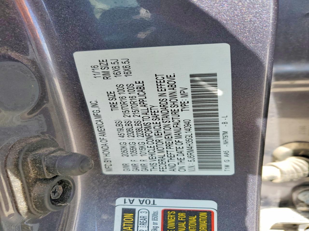 2016 HONDA CR-V