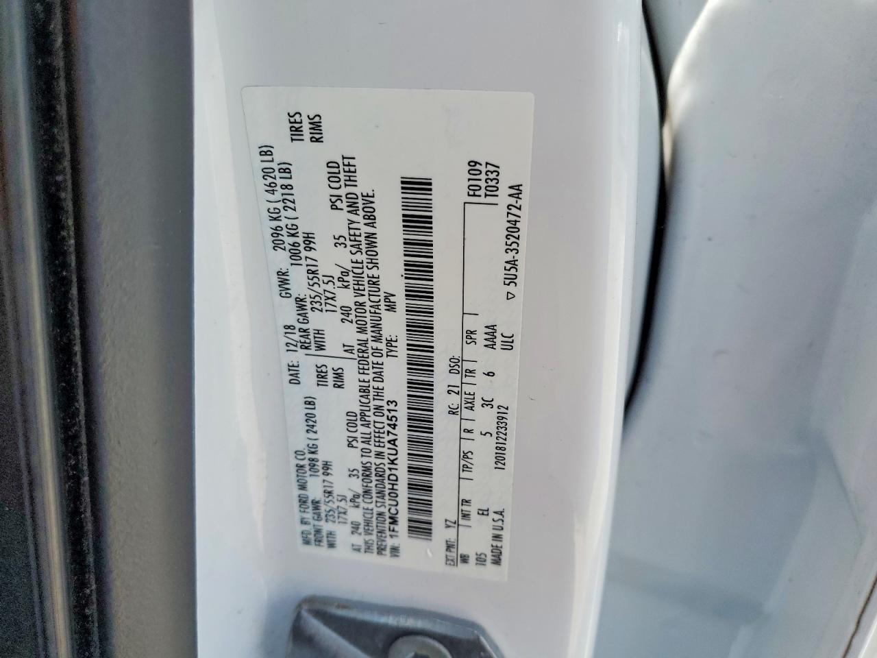 2019 FORD ESCAPE