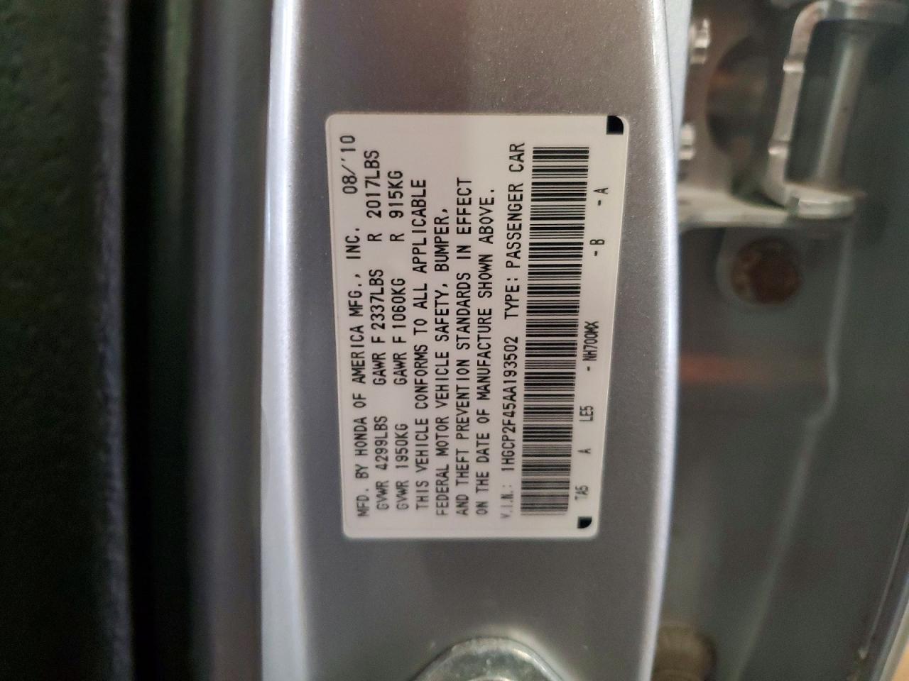 2010 HONDA ACCORD