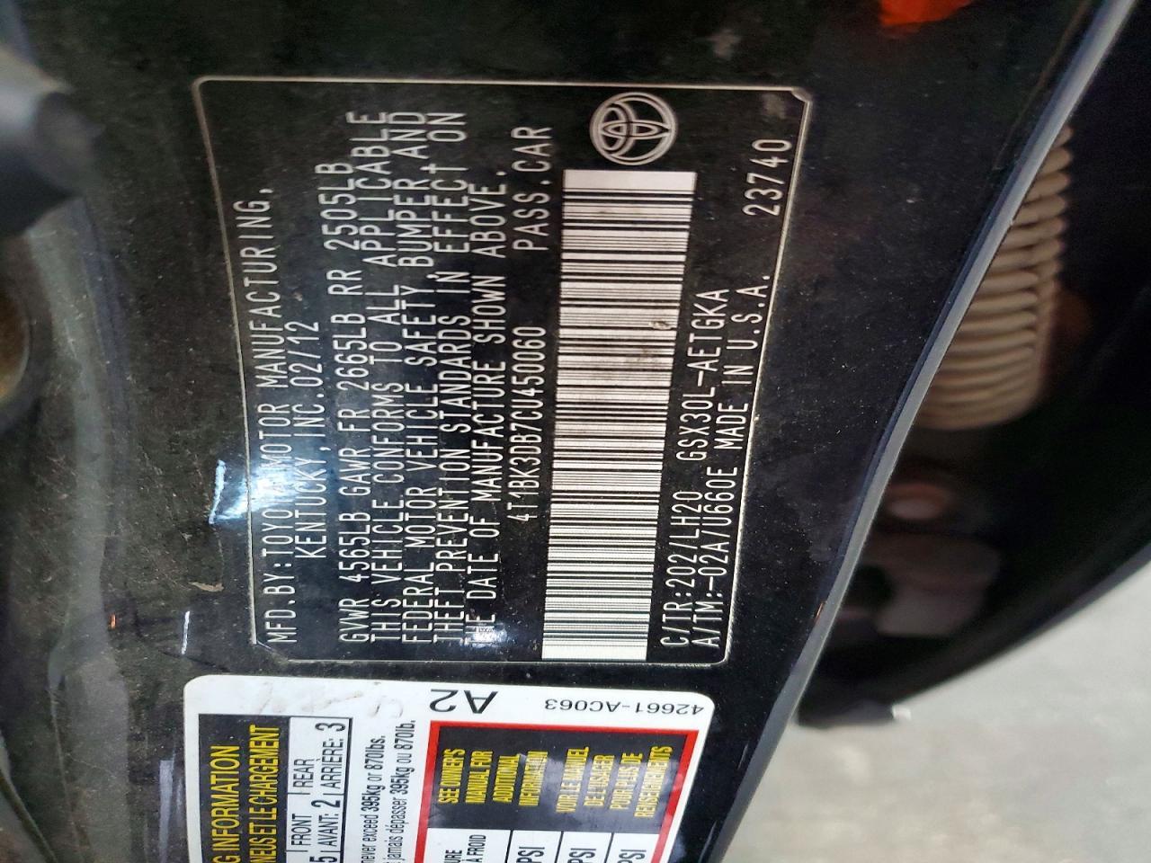 2012 TOYOTA Avalon