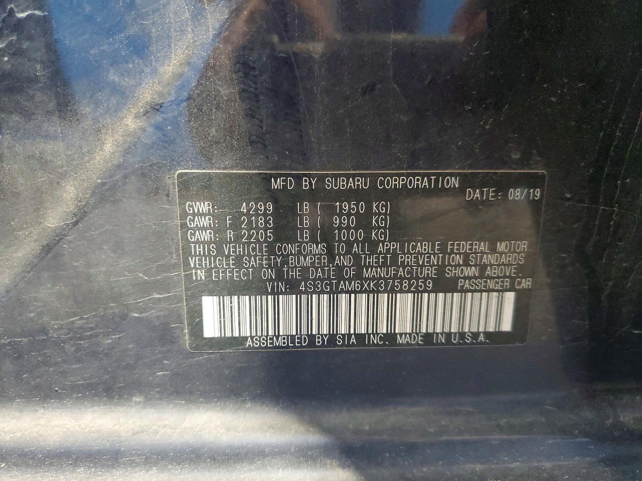 2019 SUBARU IMPREZA