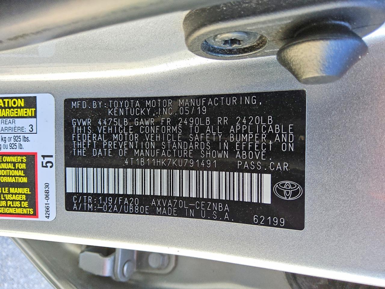 2019 TOYOTA CAMRY