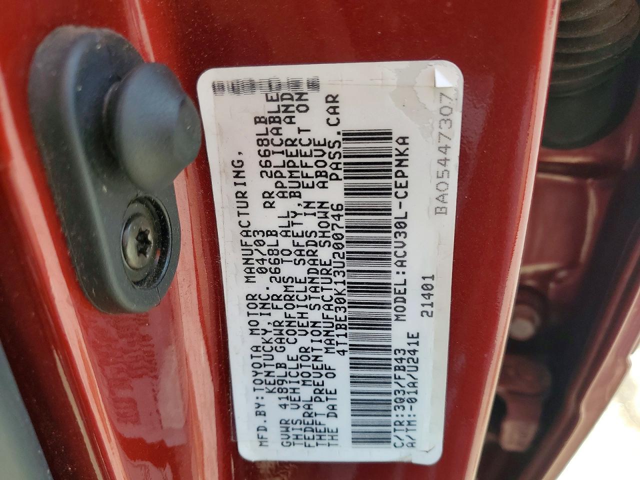 2003 TOYOTA CAMRY
