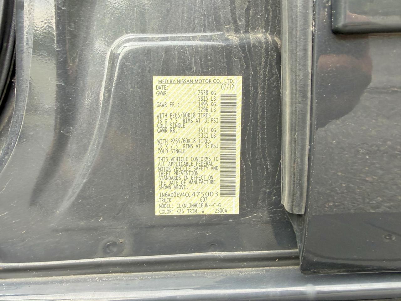 2012 NISSAN Frontier
