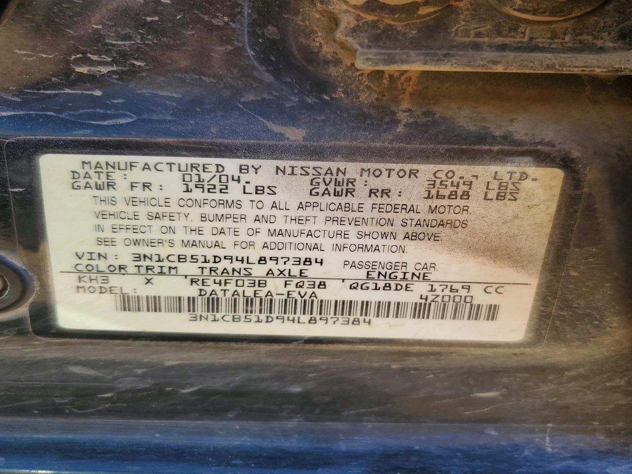 2004 NISSAN SENTRA