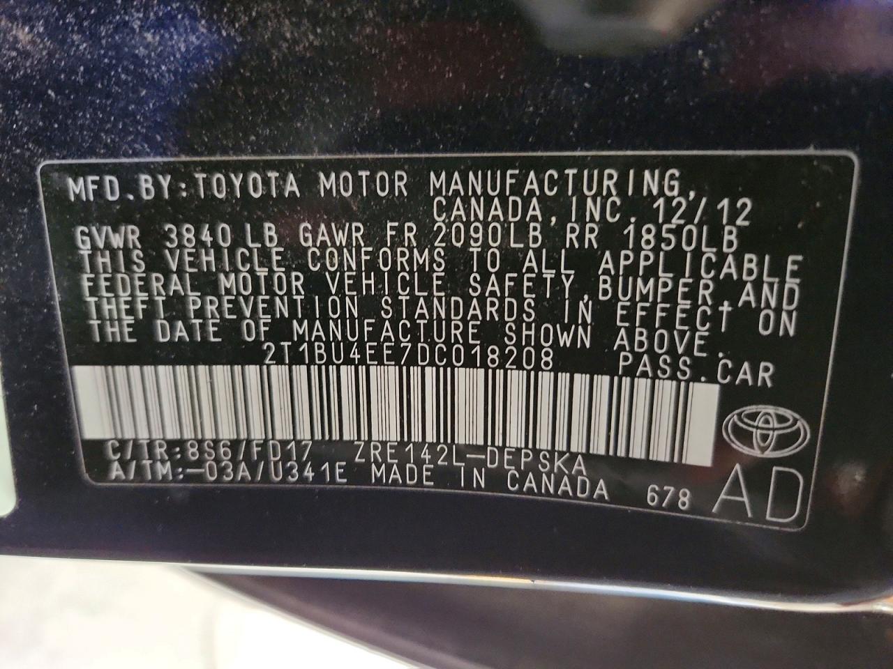 2013 TOYOTA COROLLA