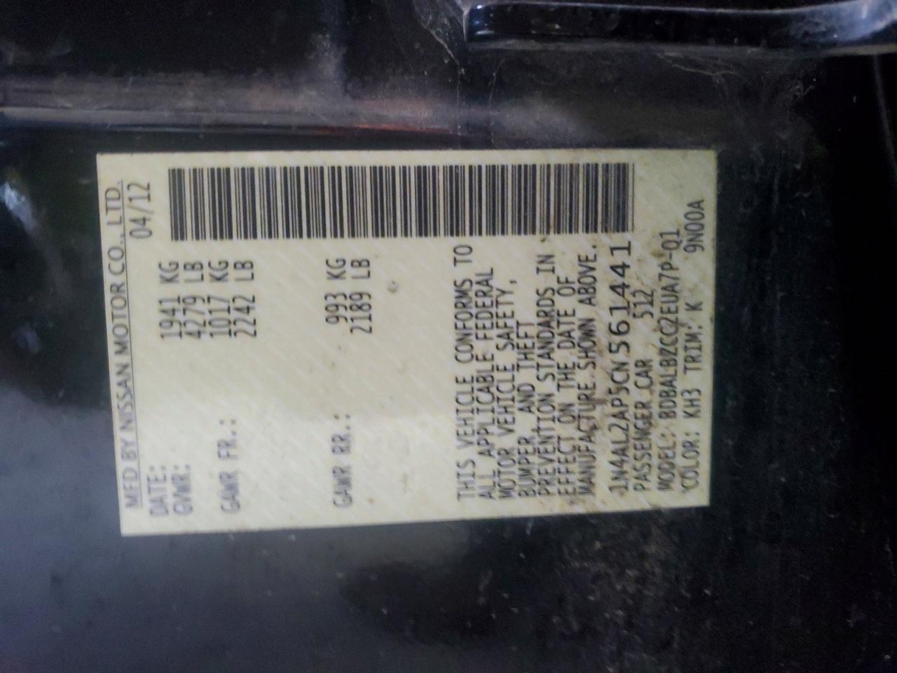 2012 NISSAN ALTIMA