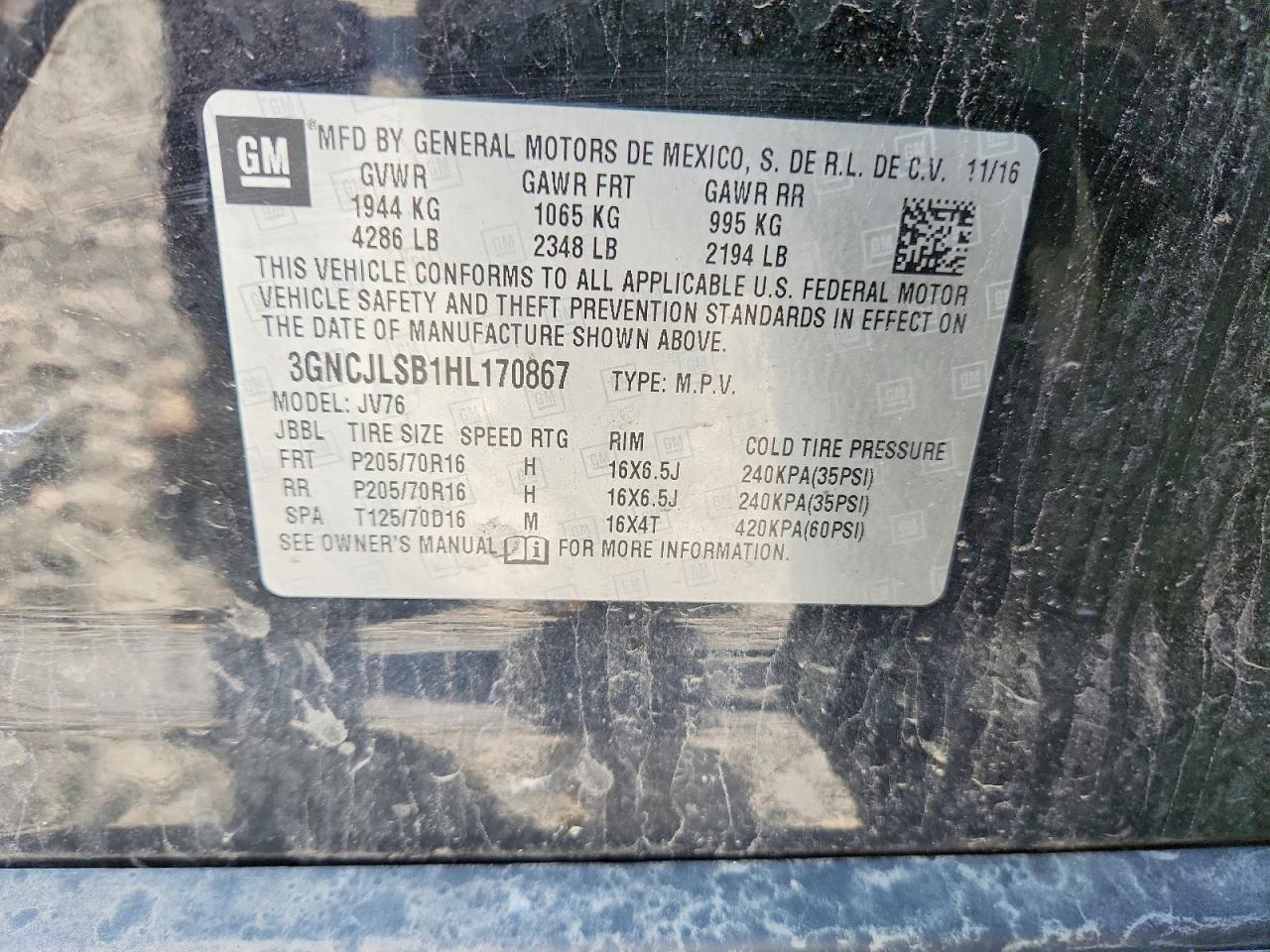 2017 CHEVROLET TRAX