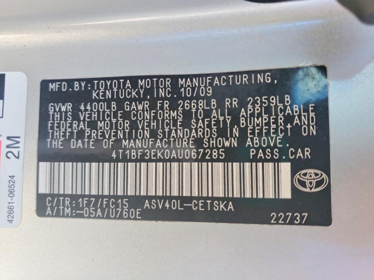 2010 TOYOTA CAMRY