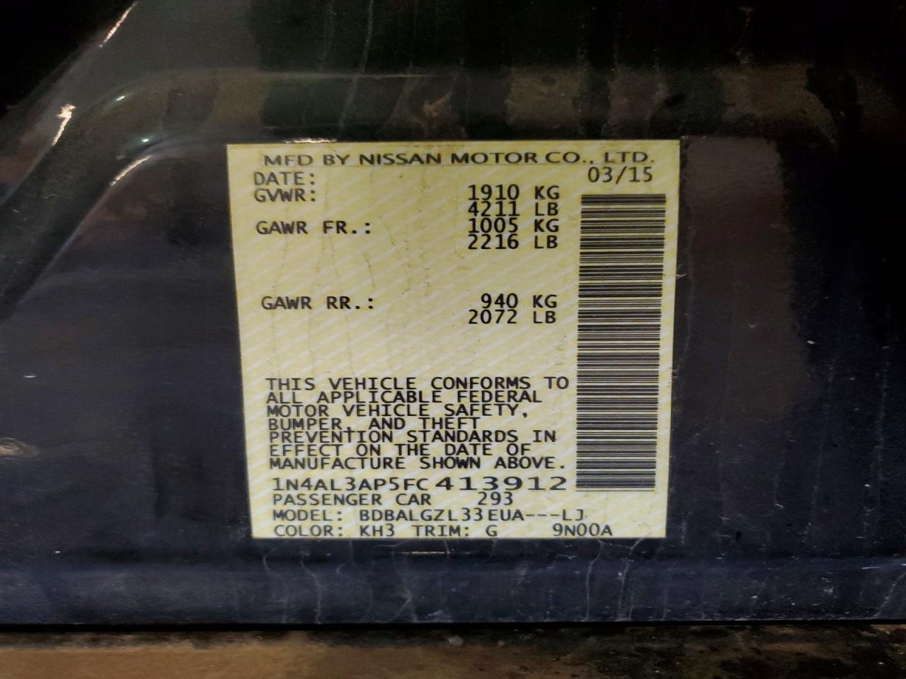 2015 NISSAN ALTIMA