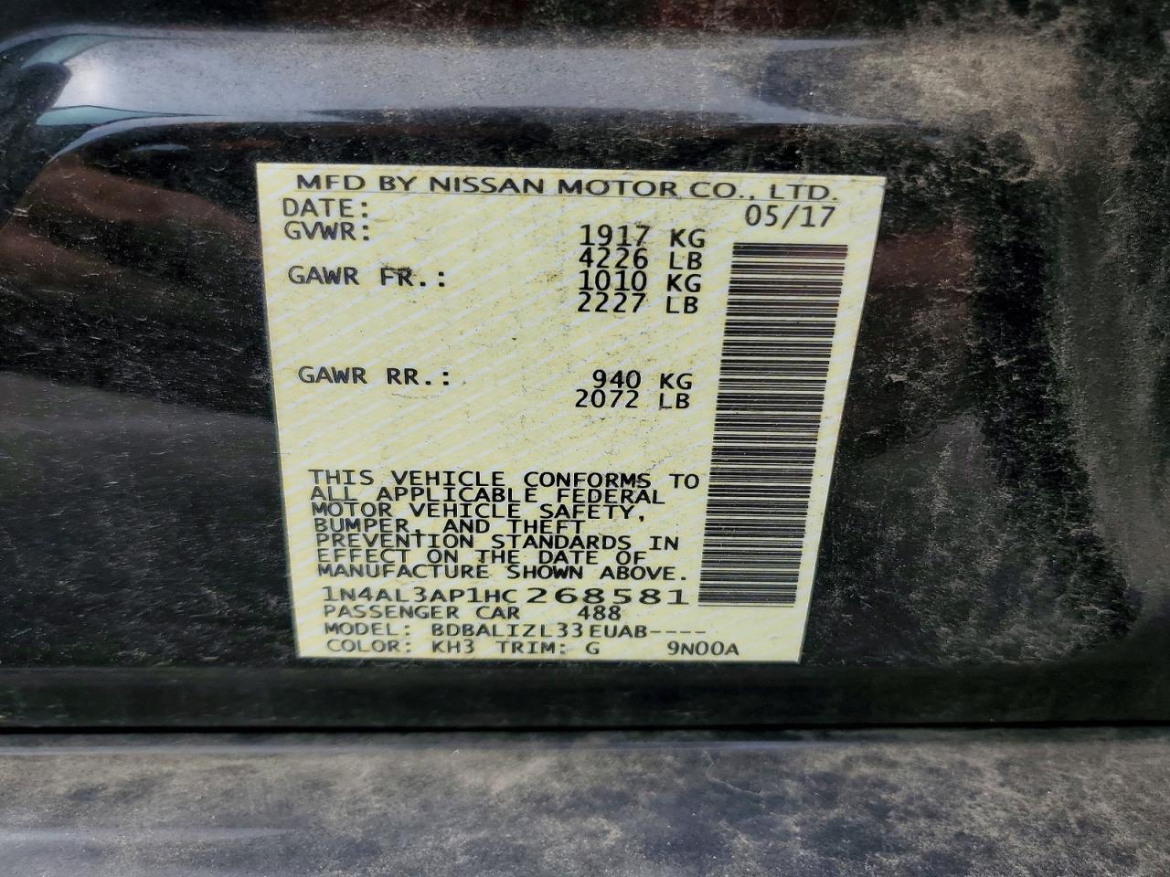 2017 NISSAN ALTIMA