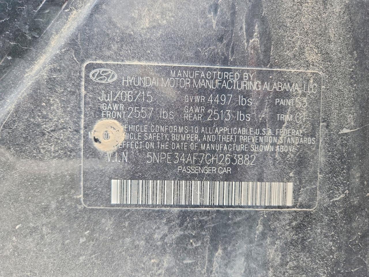 2016 HYUNDAI SONATA