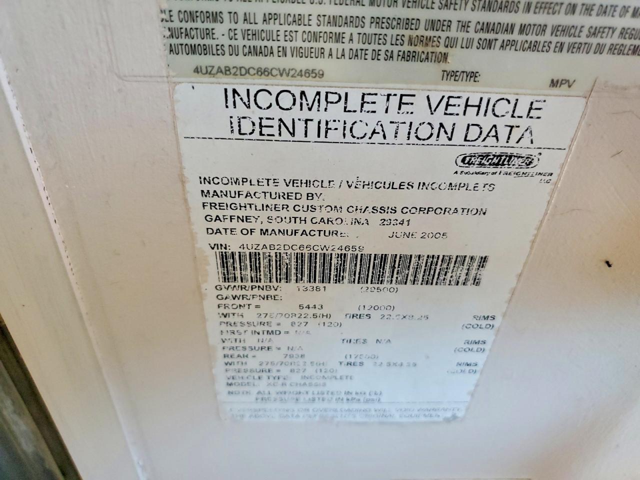 2006 FREIGHTLINER Xc Chassis