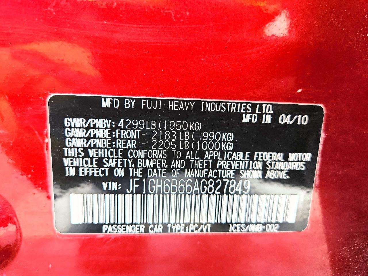 2010 SUBARU IMPREZA