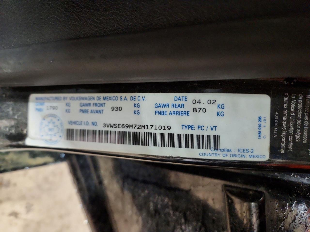 2002 VOLKSWAGEN JETTA