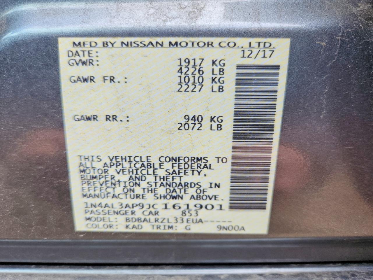 2018 NISSAN ALTIMA
