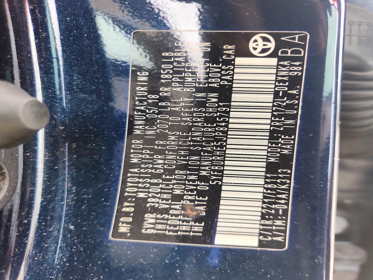 2018 TOYOTA COROLLA