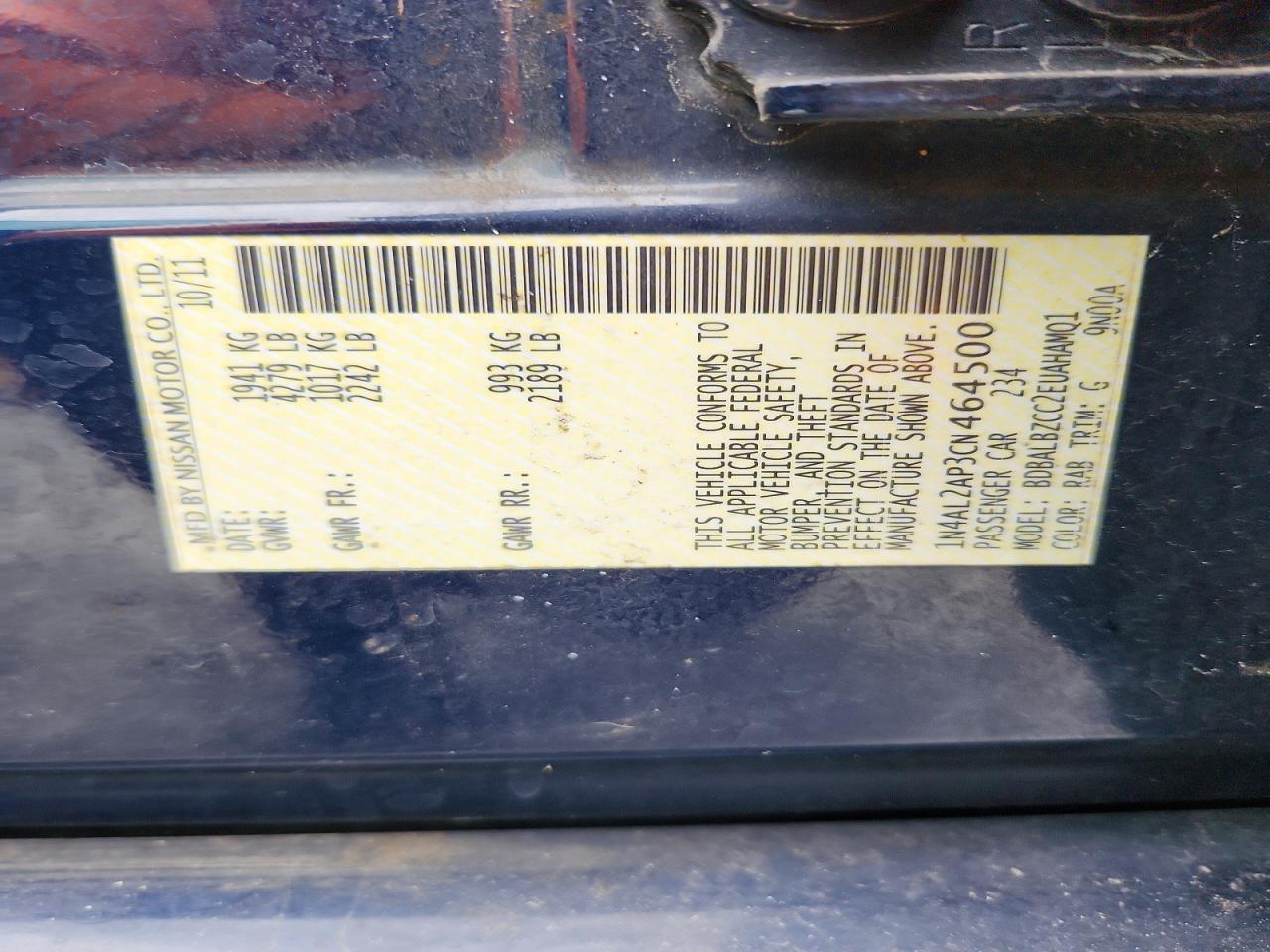 2012 NISSAN ALTIMA