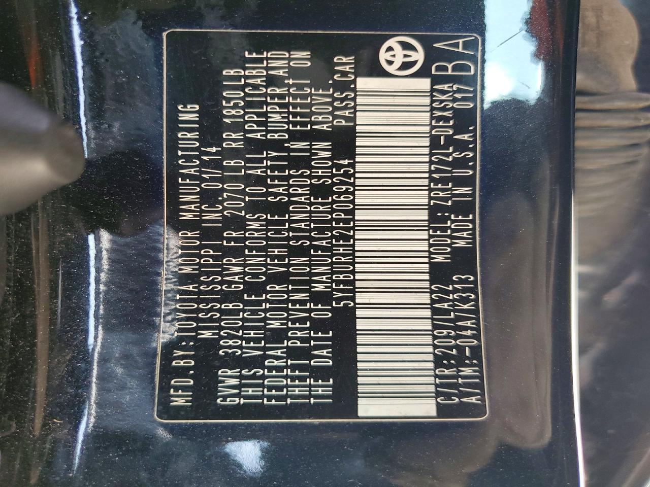 2014 TOYOTA COROLLA