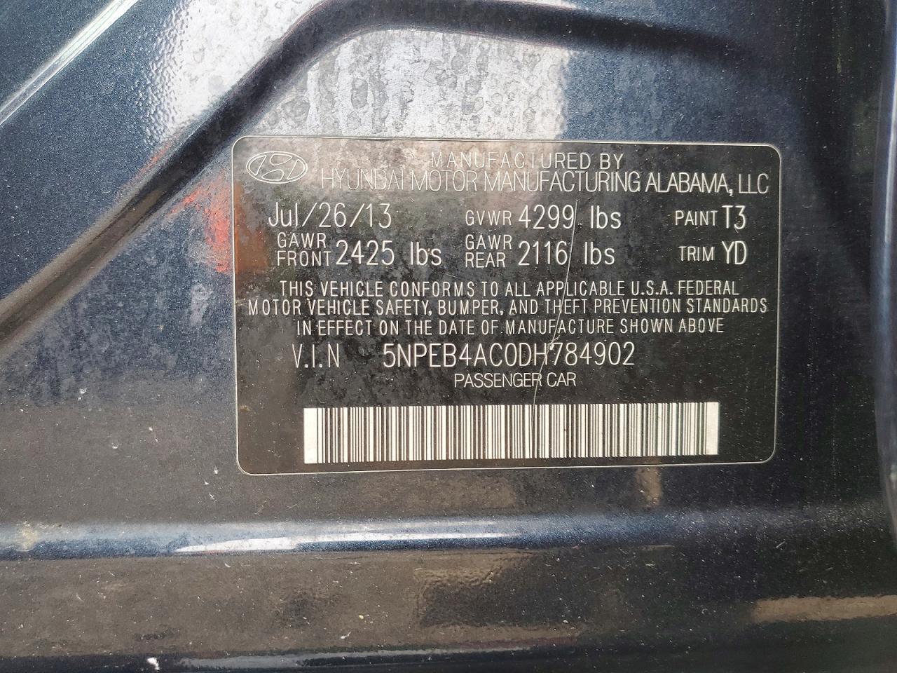 2013 HYUNDAI SONATA