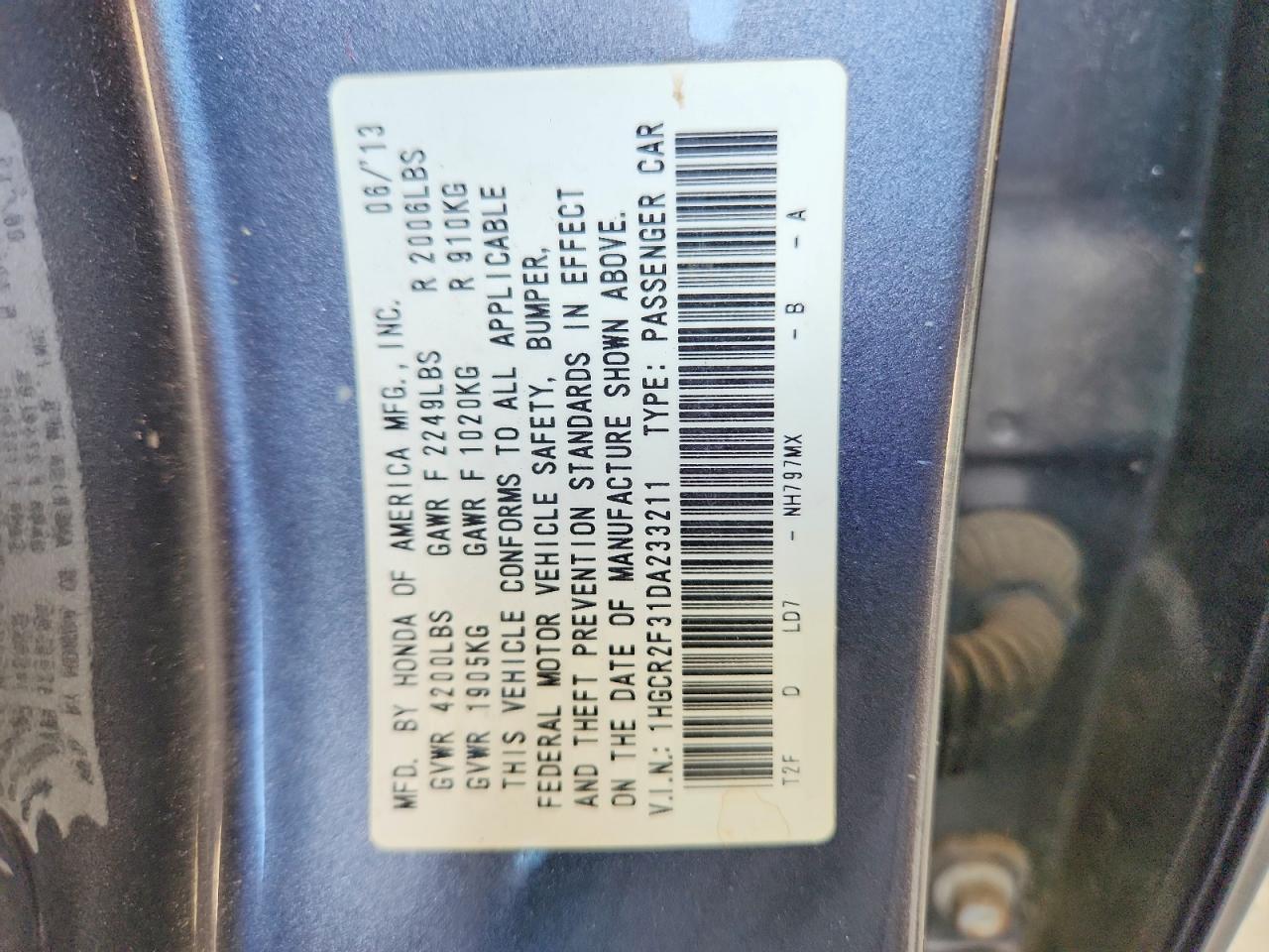 2013 HONDA ACCORD