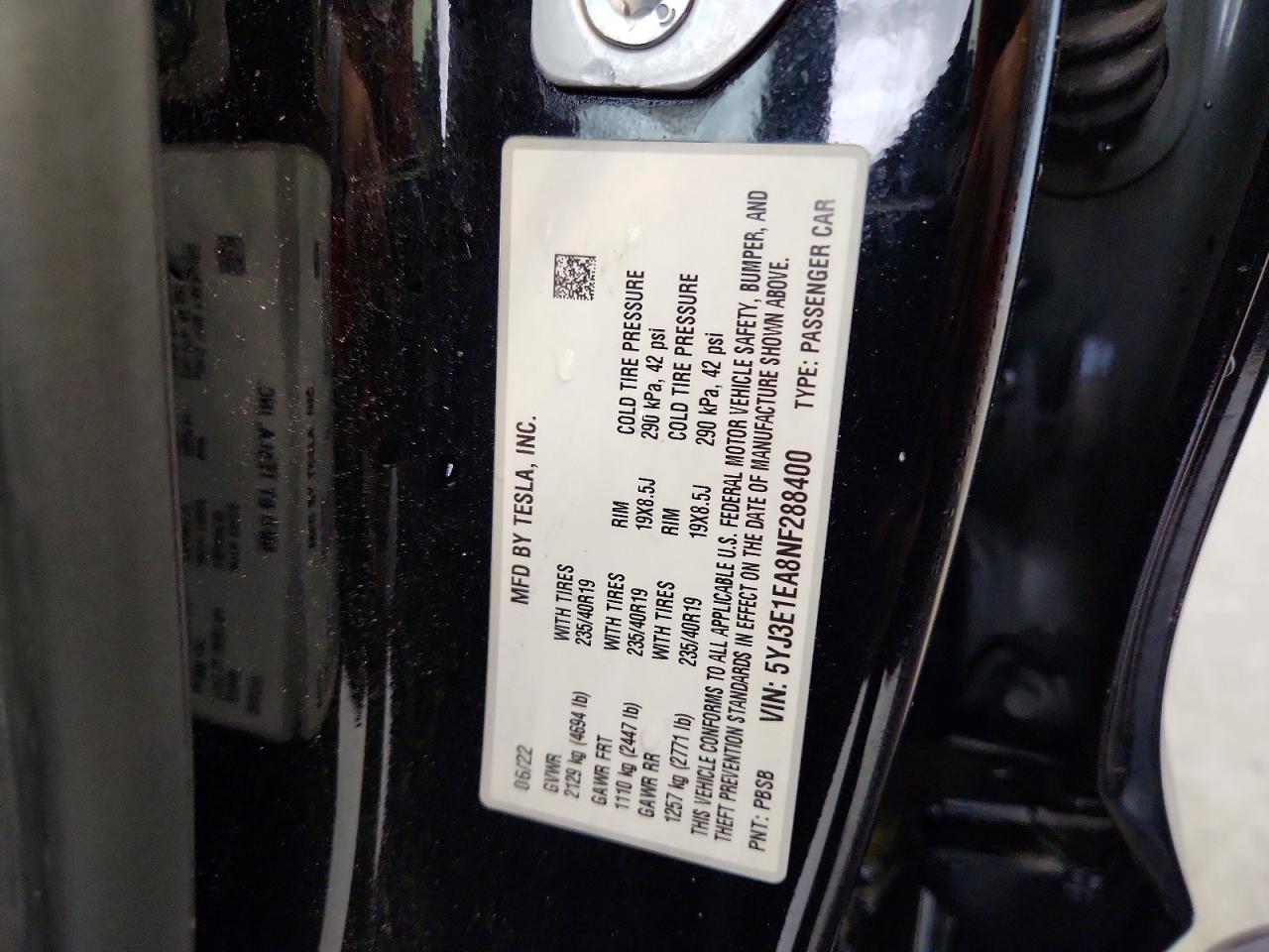 2022 TESLA MODEL 3