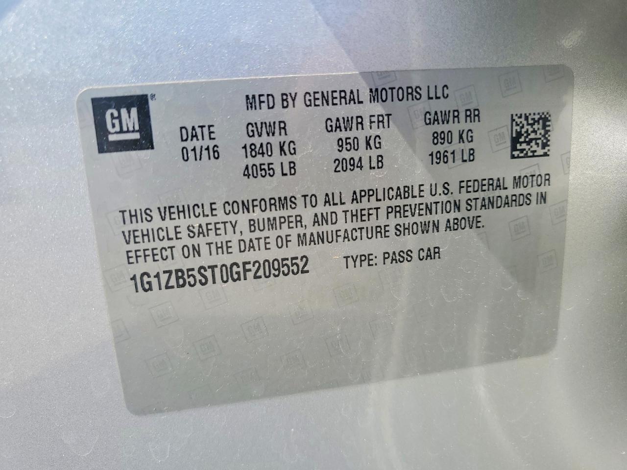 2016 CHEVROLET MALIBU