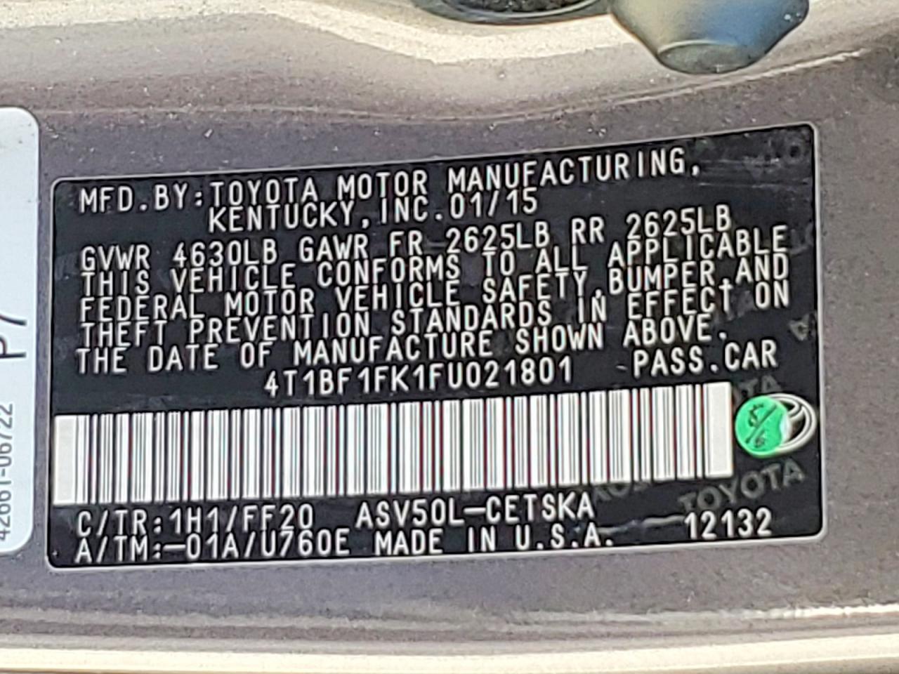 2015 TOYOTA CAMRY