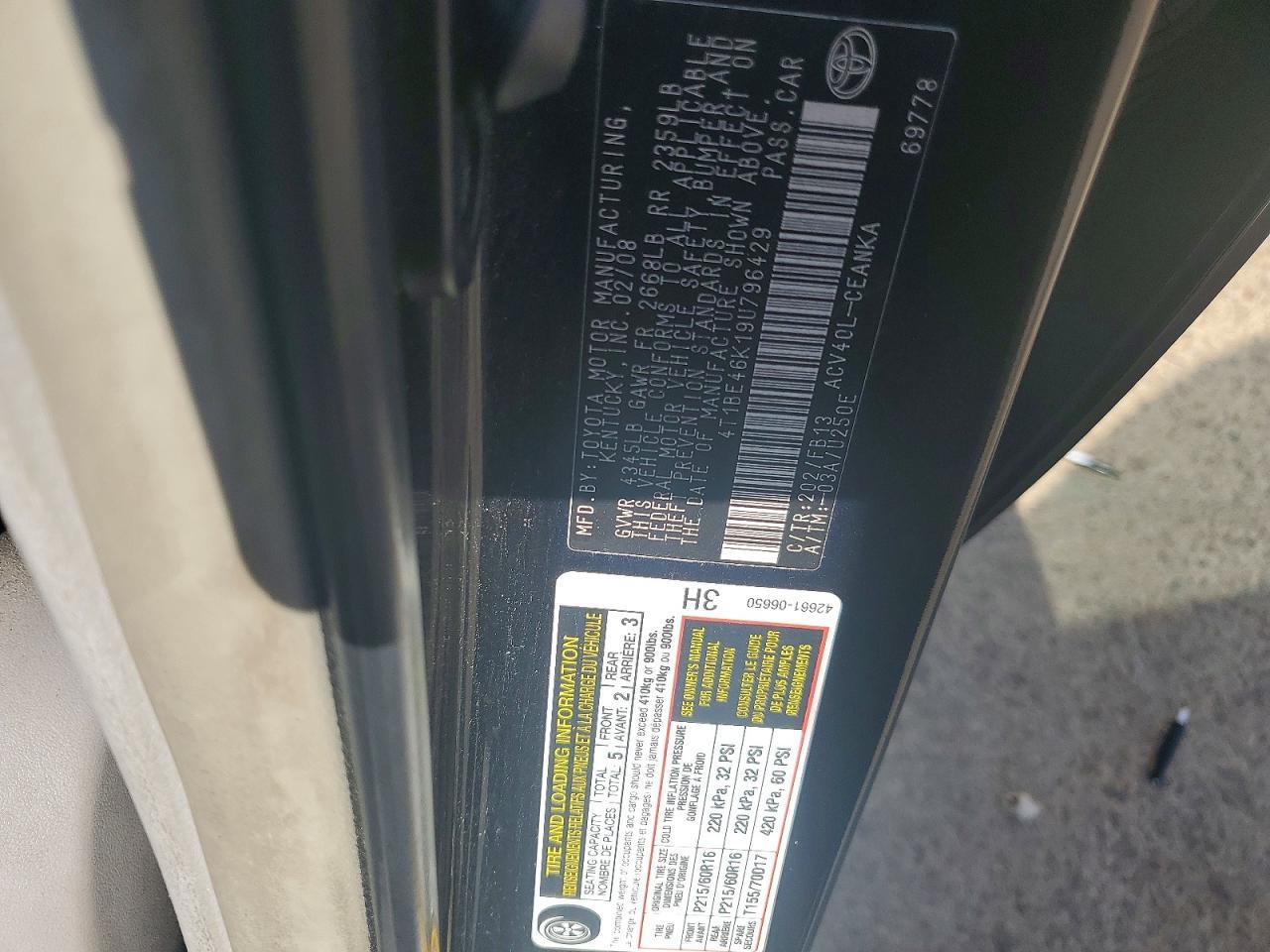 2009 TOYOTA CAMRY