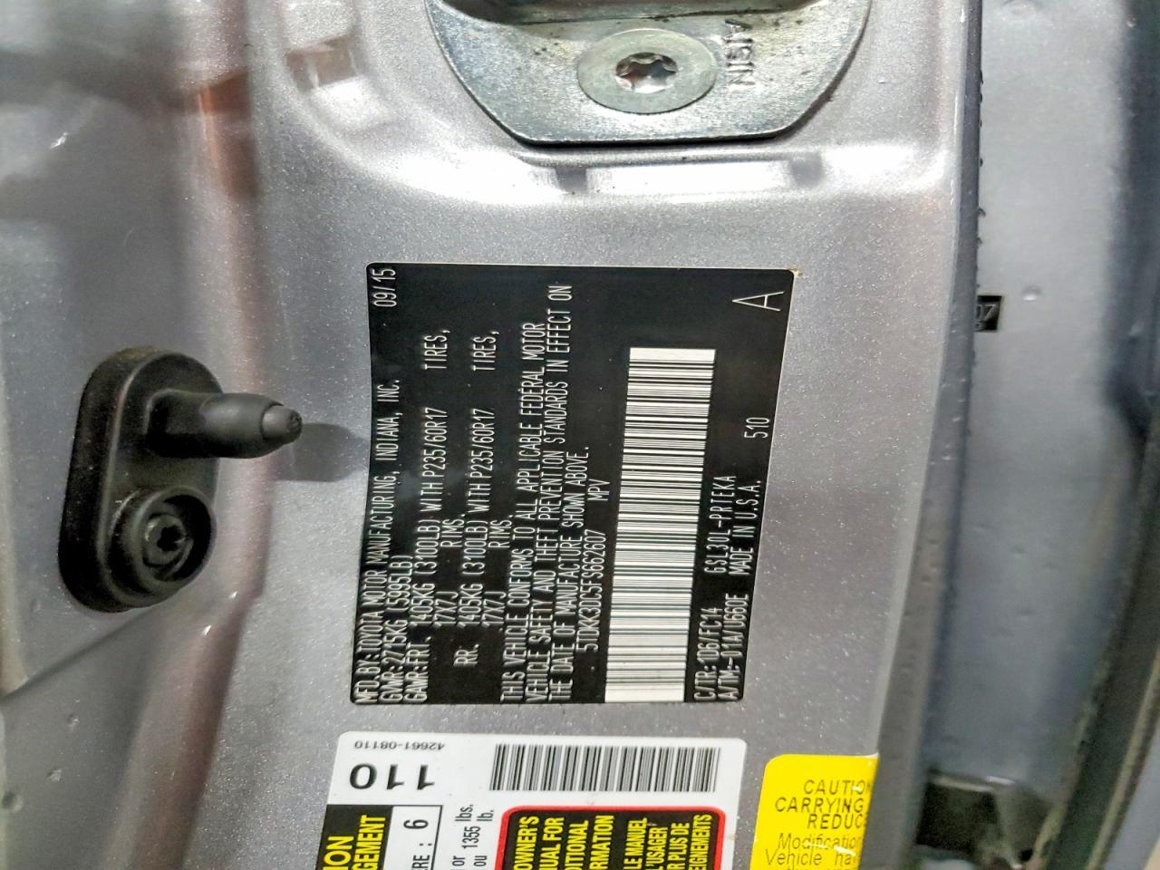 2015 TOYOTA SIENNA